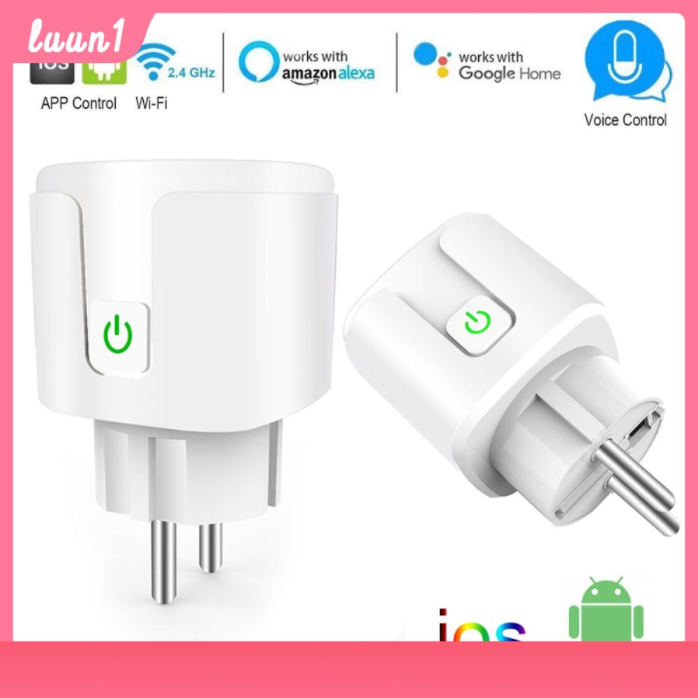 Còn Hàng 20A Phích Cắm EU WIFI Bluetooth Không Dây Từ Xa Ổ Cắm Hẹn Giờ Thông Minh Cắm Điều Khiển Giọng Nói EU Nhà Chống Cháy Máy Tính thông Minh Ổ Cắm Nguồn Cá Tuyết
