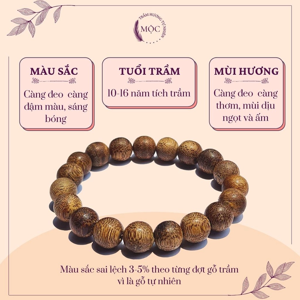 Vòng Đeo Tay Trầm Hương - Chuỗi Tràng Vòng Tay Trầm Hương Phong Thủy Nam Nữ Thời Trang Tự Nhiên 100%