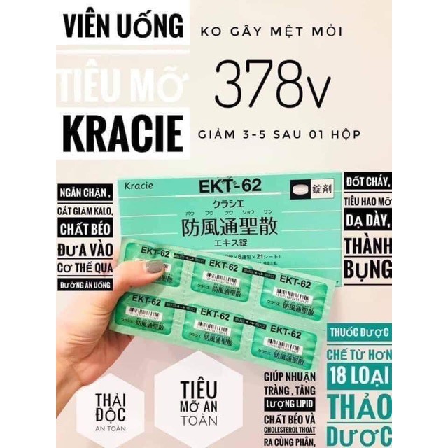 Viên uống giảm cân thảo mộc Kracie EKT62 Nhật Bản 378 viên