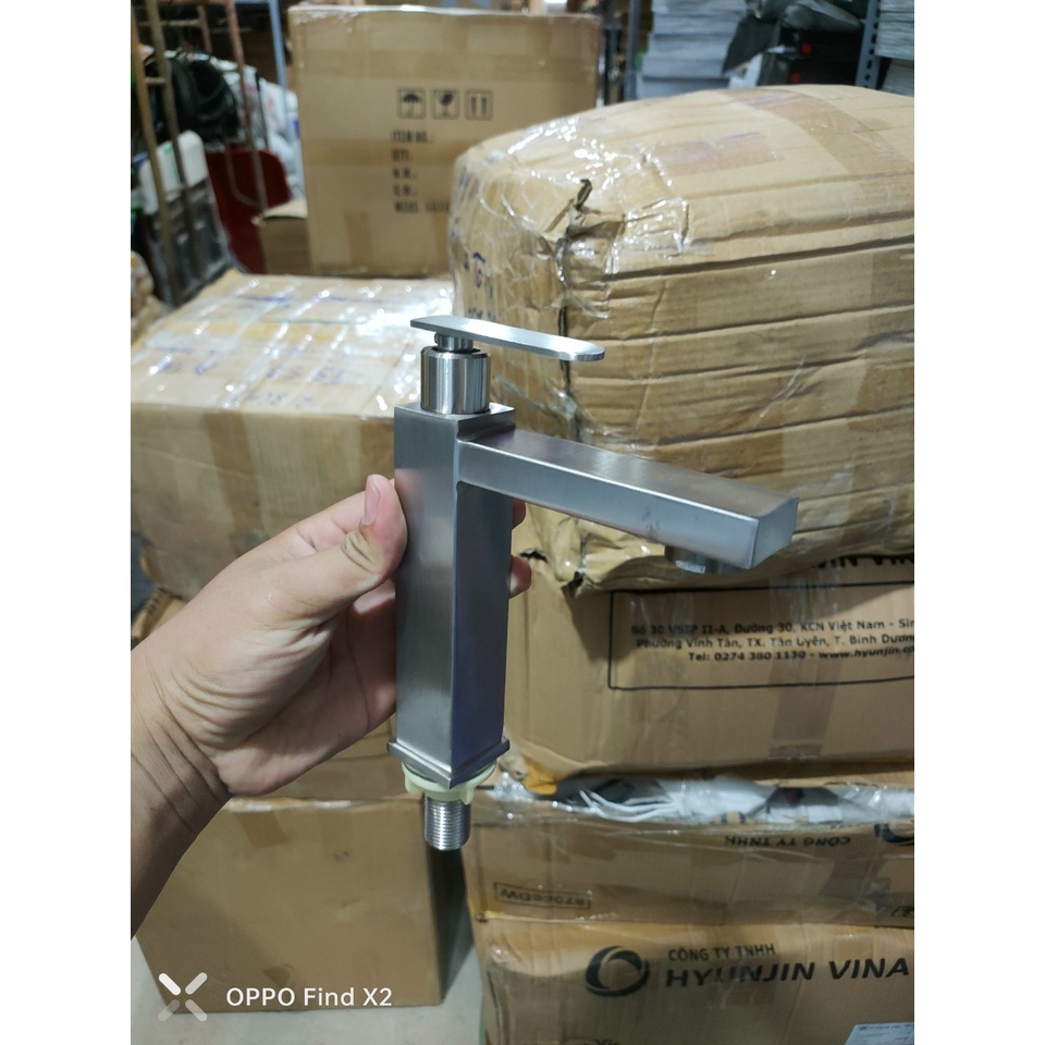 Vòi Lavabo vòi rửa mặt inox 304 Lạnh Vuông, 1 đường nước lạnh