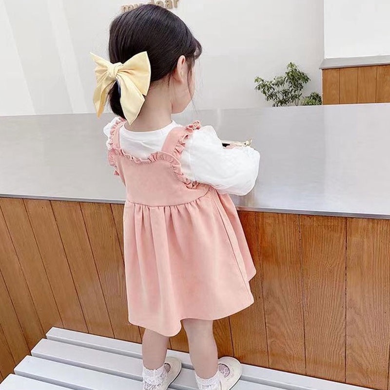 Đầm  tay dài phối lưới thời trang cho bé gái 0-4 tuổi