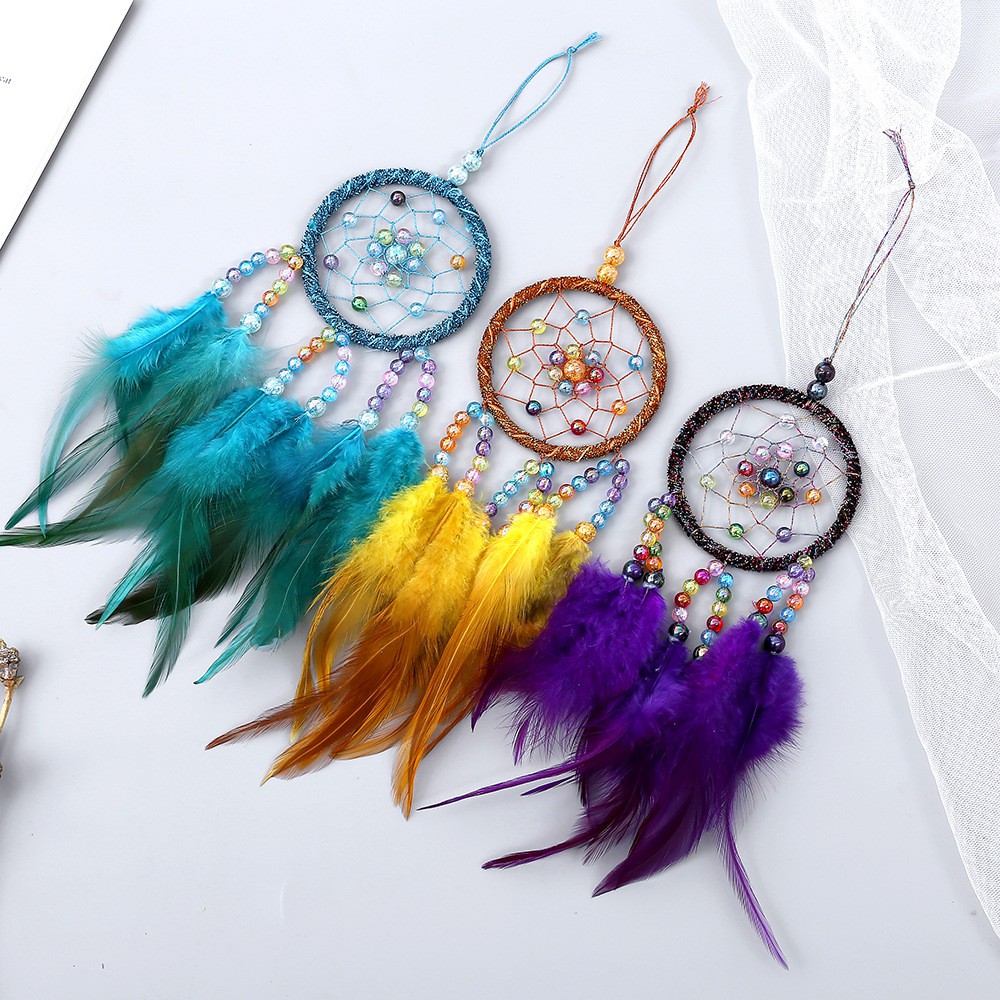 Dream Catcher treo tường lông ngỗng nhiều màu nhẹ nhàng 7x30cm