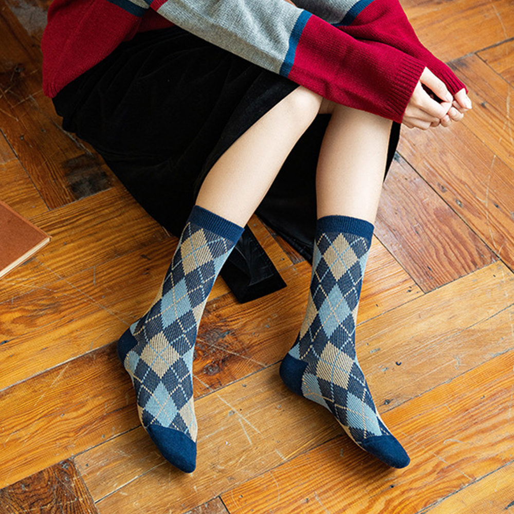 Vớ Cotton Họa Tiết Sọc Cổ Điển Chất Lượng Cao Cho Nữ