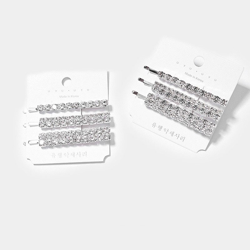 Kẹp Tăm Kim Loại Đính Đá Set 3 Sành Điệu Phong Cách Hàn Quốc UMI FJ183