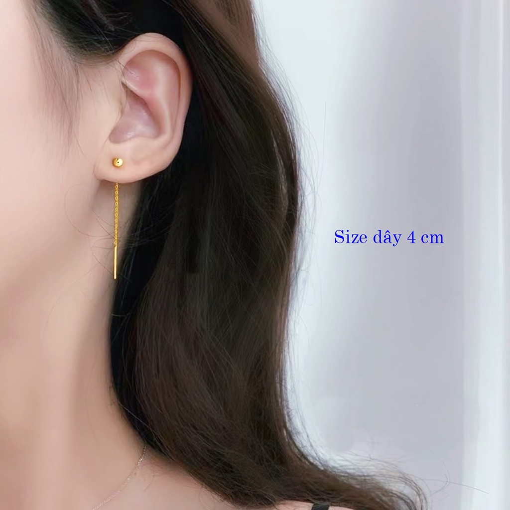 Khuyên tai thả chất liệu titan không đen gỉ mặt bi tròn (1 đôi )