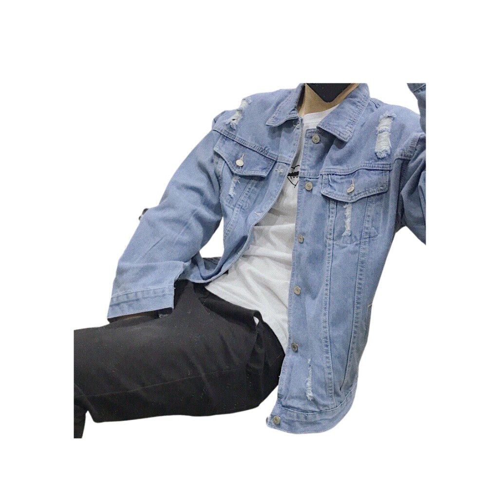 HCM Áo Khoác Jean Nam Rách Vai mã:: CT63
