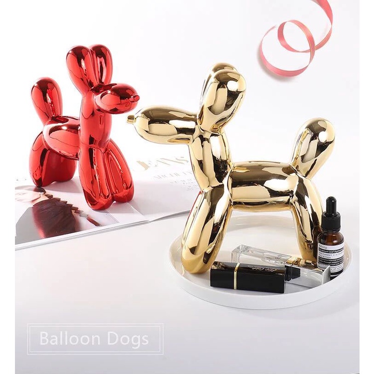 Tượng chú chó bong bóng dog ballon dễ thương hiện đại trang trí kệ sách