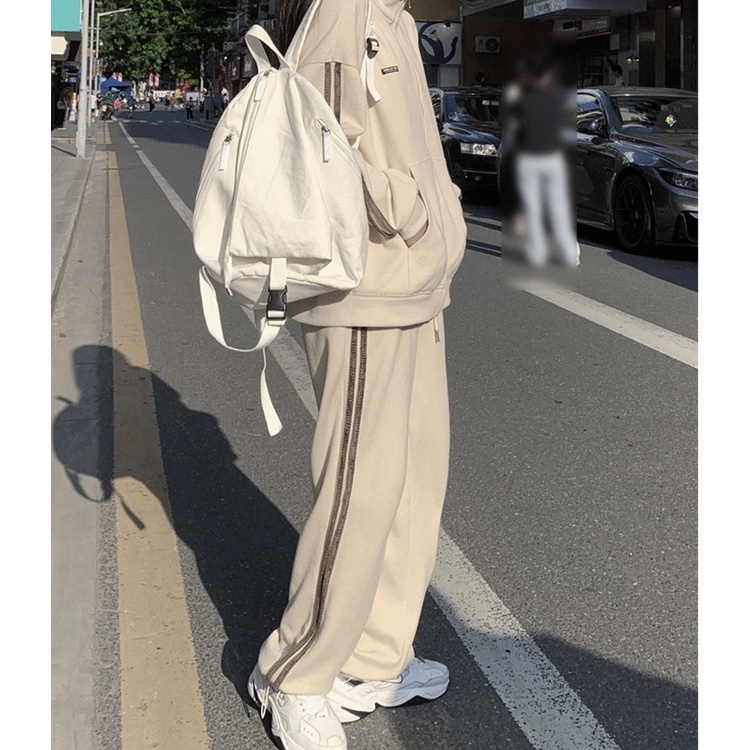 Bộ Áo Khoác Nỉ Quần Culottes Logo Ngực Chạy Sọc 🦋 Set Quần Áo Dài Tay Dáng Thể Thao 2 Màu 🦋