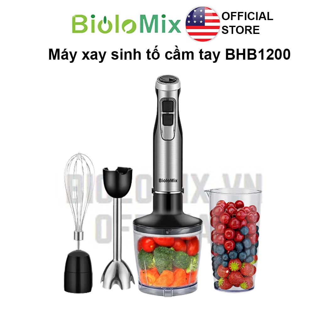 [BioloMix Brand] Máy máy xay sinh tố 4 trong 1 BioloMix BHB1200 công suất 1200W bằng thép không gỉ