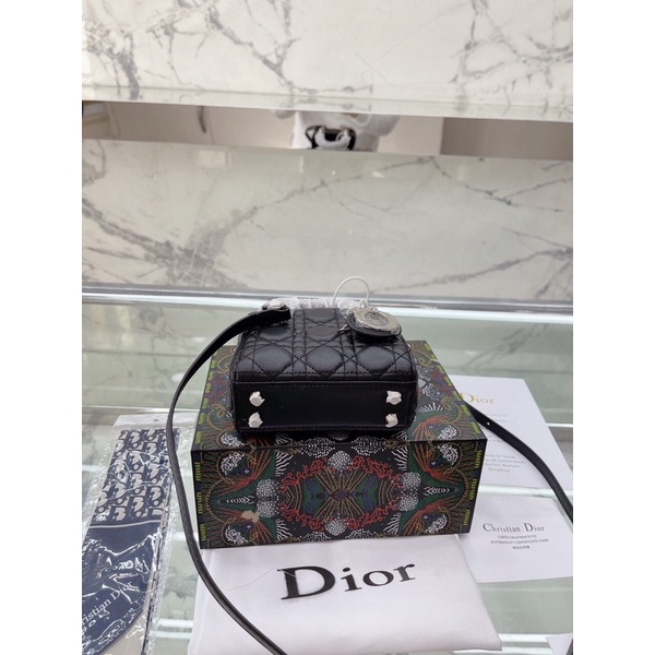 Túi xách Diỏr lady micro sz 12cm tag bạc chất da thật