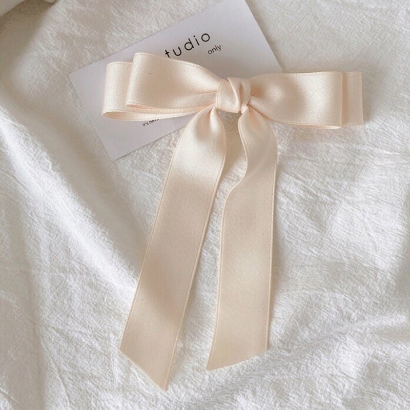 KẸP TÓC SATIN TRẮNG HAI TẦNG ĐUÔI DÀI CHO NỮ