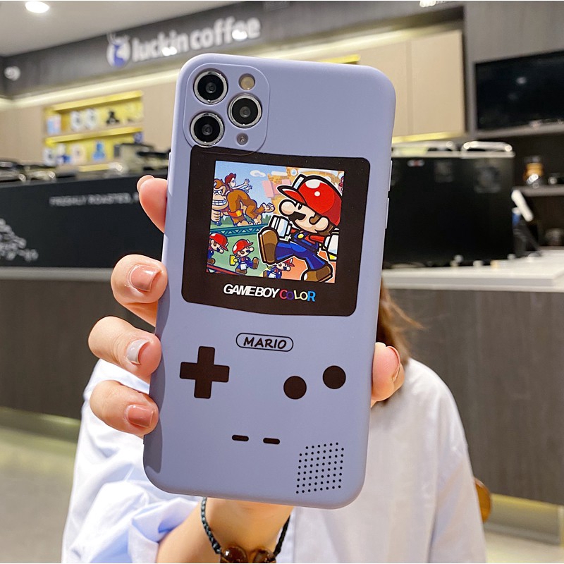 Super Mario Bros iPhone 7/8 Plus XS XR 11 Pro MAX Apple Phone Case Nintendo Game Console Cute Cartoon Pure Colour Liquid Silicone Cover Couple Shockproof Protective Soft Ultra Thin Frosted Casing