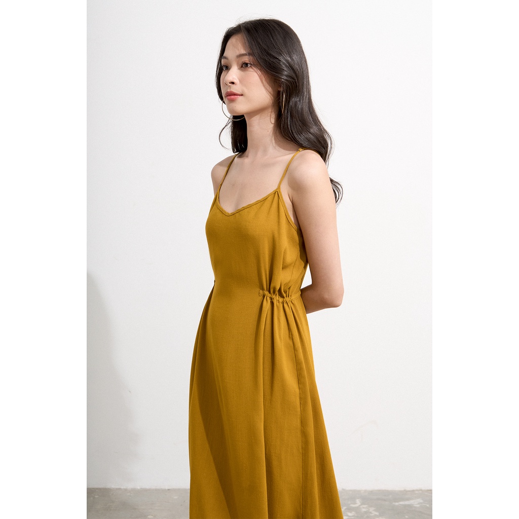 Đầm Maybi suông linen phối dây rút nhún cột nơ eo