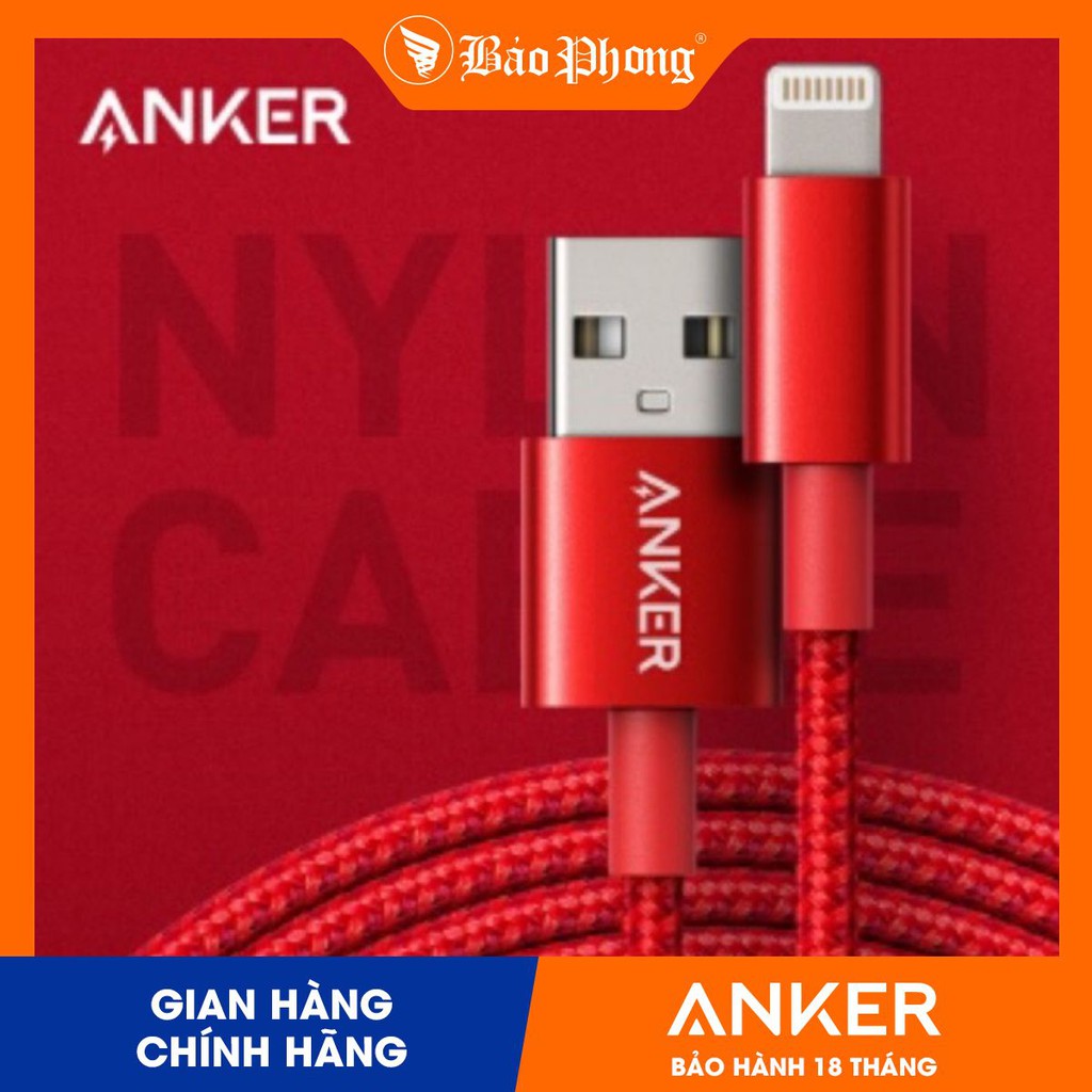 Dây Cáp Anker Lightning Dùng Cho iPhone/iPad/iPod 1.8m A8153 Siêu Bền - Hàng Chính Hãng