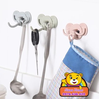 Móc dán treo đồ 3 ngách hình con voi / Miếng dán tường treo đồ