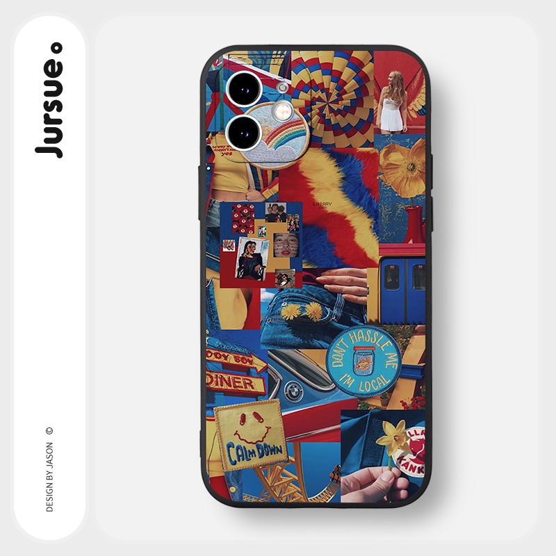 Ốp lưng JURSUE mềm viền vuông hình độc lạ đáng yêu Cho iPhone 14 13 12 11 Pro Max SE 2020 X XR XS 8 7 ip 6S 6 Plus Y2218