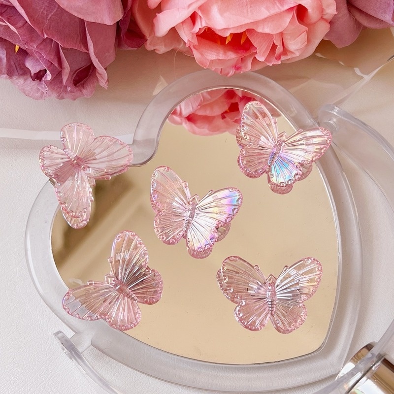 Kẹp Tóc Hình Bướm Nhỏ Trong Suốt Dễ Thương Phong Cách Hàn Quốc