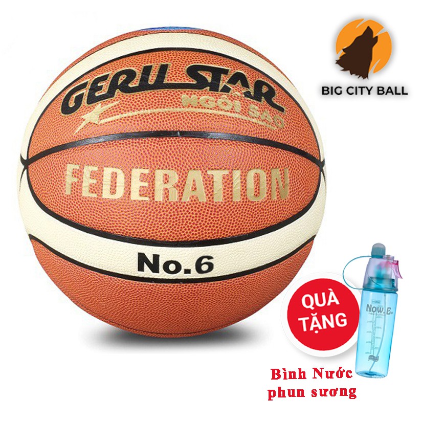 (Chính hãng + Bảo hành 3 tháng) Banh Bóng Rổ Da Geru Star Federation - Tặng kèm bình nước thể thao phun sương cực hot