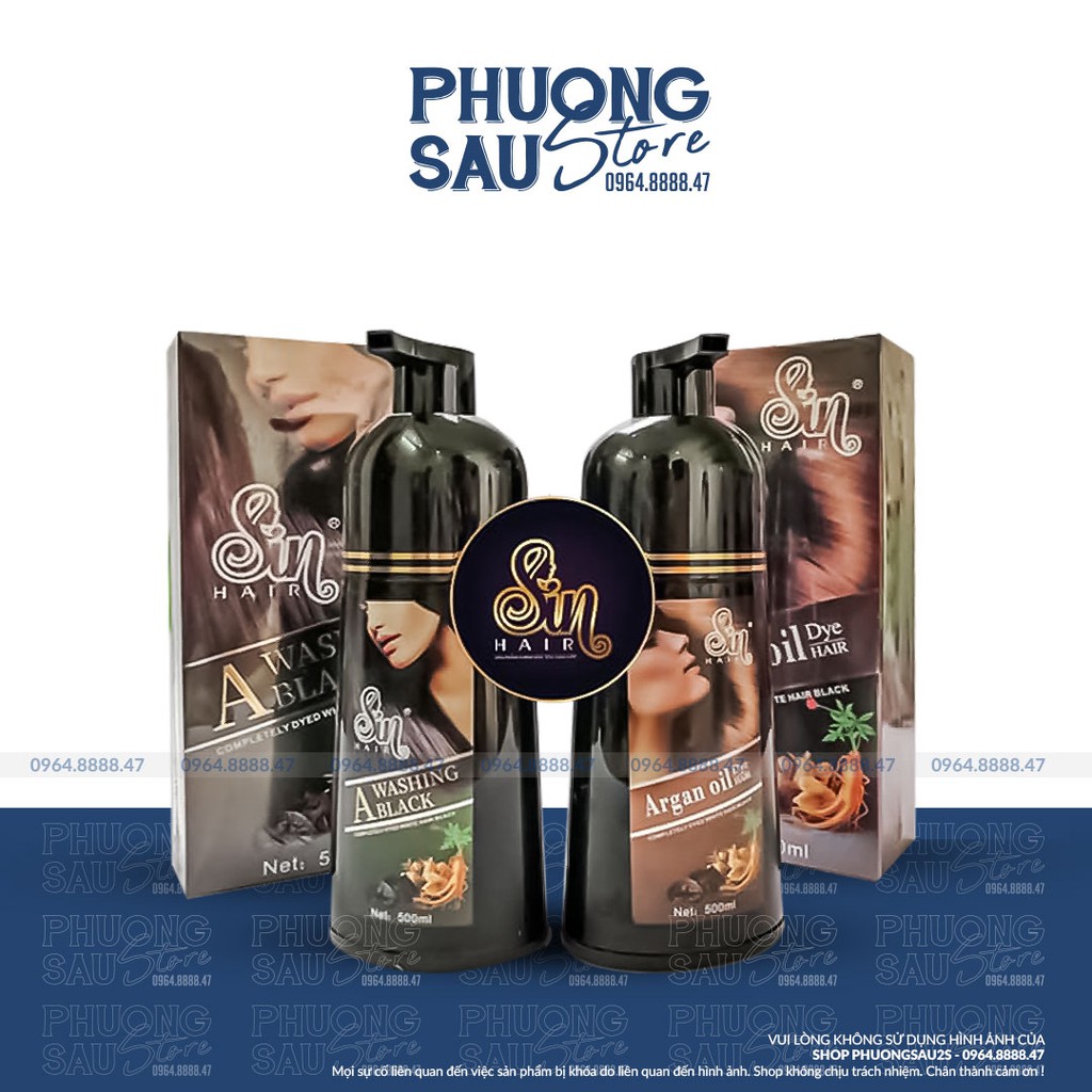 [CHÍNH HÃNG] Dầu Gội Phủ Bạc Sin Hair, Phủ Bạc Đen Tóc, Nâu Tóc Từ Lần Gội Đầu Tiên, Lên Màu Nhanh Chóng, Lâu Phai Màu