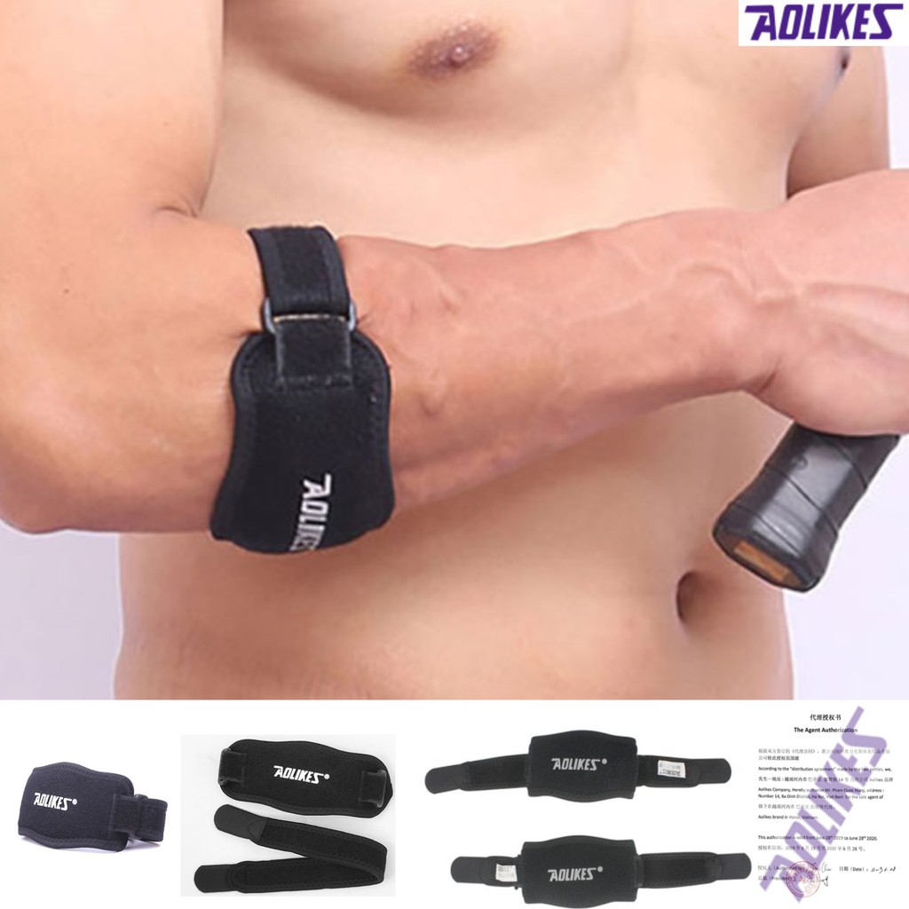 Đai khuỷu tay Aolikes al 7949 bán sỉ có đệm hơi silicone băng quấn bảo vệ bắp cánh bó ống thể thao gym yoga bóng bàn rổ