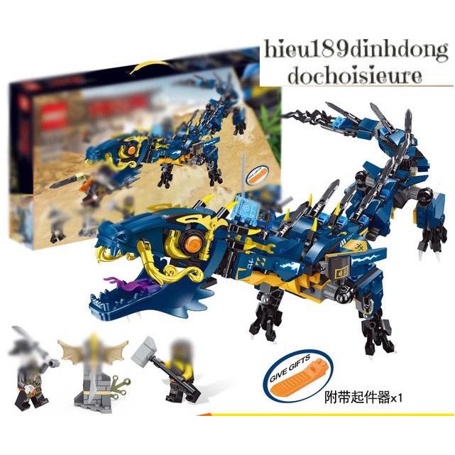 Lắp ráp xếp hình Lego ninjago movie 4016 : Rồng xanh sấm sét huyền thoại của ninja Jay (ảnh thật)