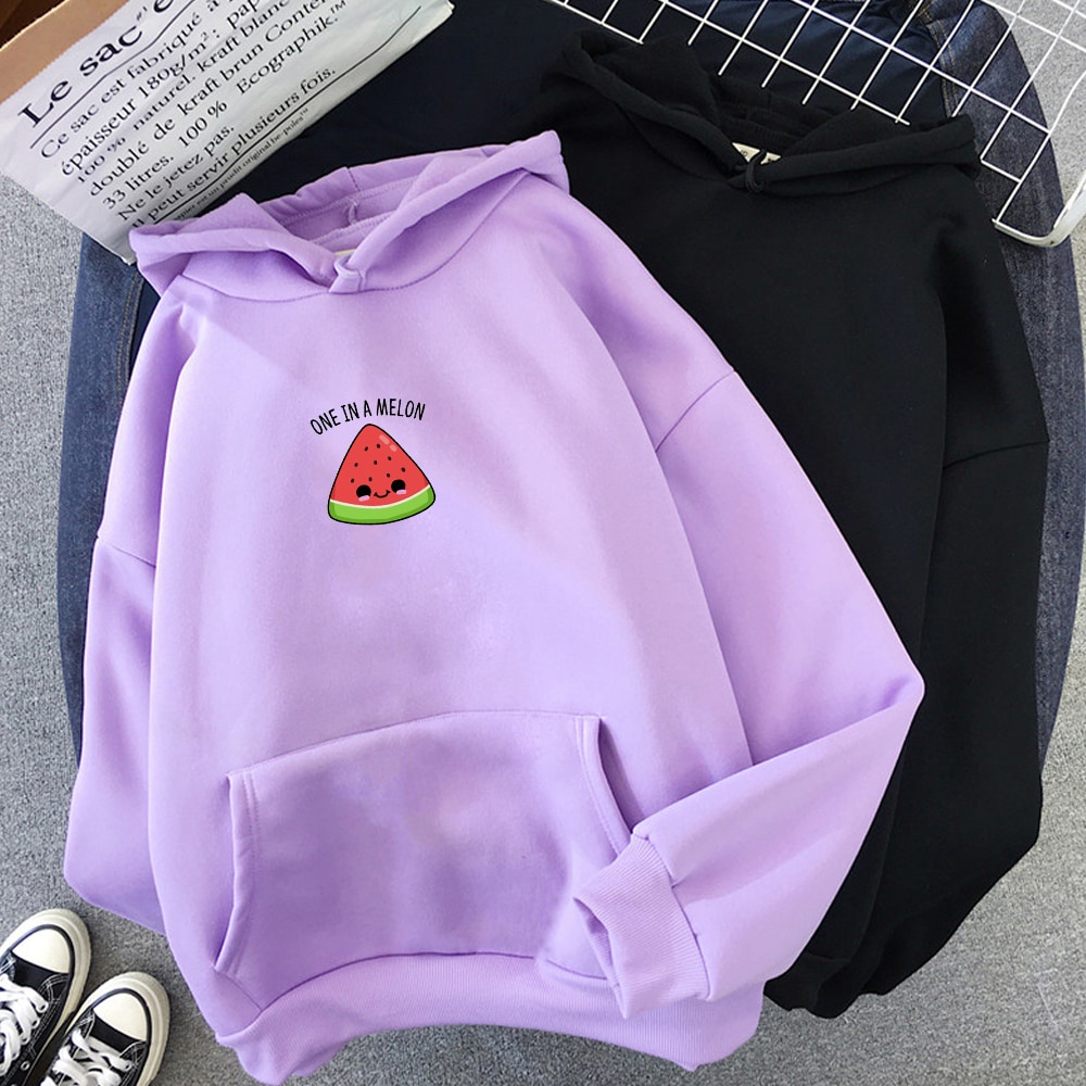 Áo hoodie in họa tiết dưa hấu có size S - 3xl phong cách thời trang thu đông dành cho nữ