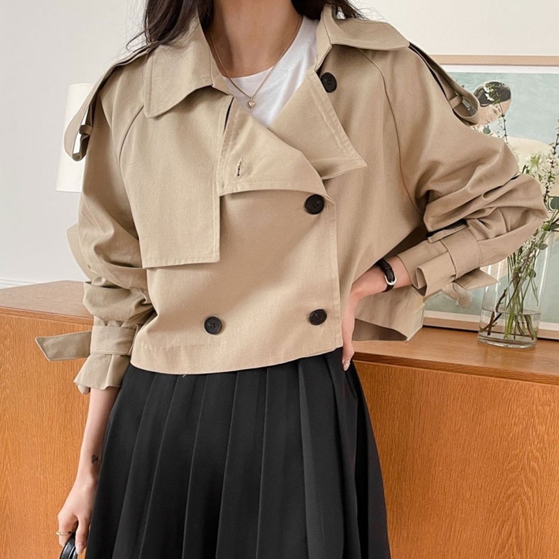 Áo khoác mangto dáng ngắn style Hàn Quốc thanh lịch sang trọng