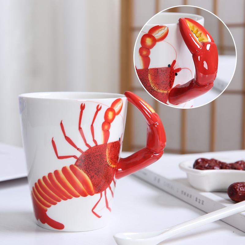 Cốc sứ uống nước có tay cầm hình thú 3d sáng tạo