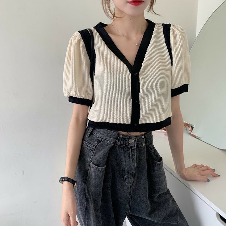 B&amp;G Áo Sơ Mi Tay Phồng Dáng Rộng Thời Trang Mùa Hè 2022 Áo phông Nữ JL-TX-141