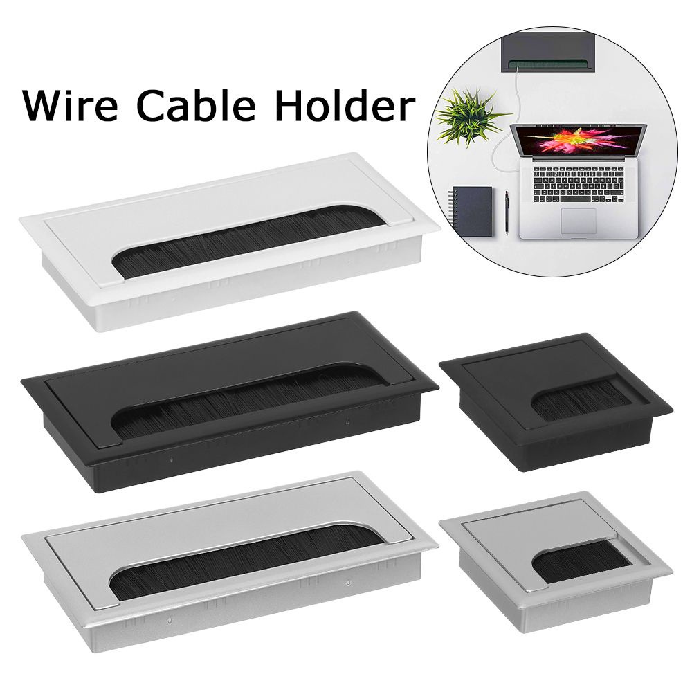 Hộp đựng cáp để bàn có lỗ luồn dây cáp hình chữ nhật bằng nhựa tích hợp tiện dụng cho bàn máy tính