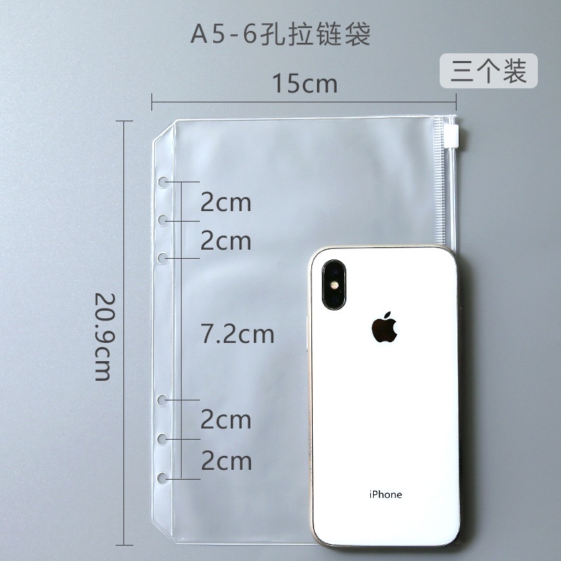 Túi PVC Phụ Kiện Sổ Còng A5 6 lỗ Pvc Trong Suốt Có Khóa Kéo Tiện Dụng