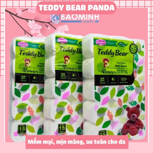Giấy vệ sinh TEDDY BEAR 15 cuộn có lõi trắng dai mềm mịn giấy lụa