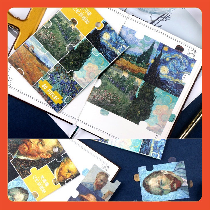 Bộ Xếp Hình Van Gogh 20 Mảnh Sticker - Puzzle Nghệ Thuật Độc Đáo Sáng Tạo Bullet Journal Quà Tặng