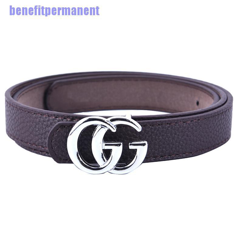 Benefitpermanent✹★ Women Fashion Double G Waist Belt Dress Belt Thin Gg Buckle Leather Waistband