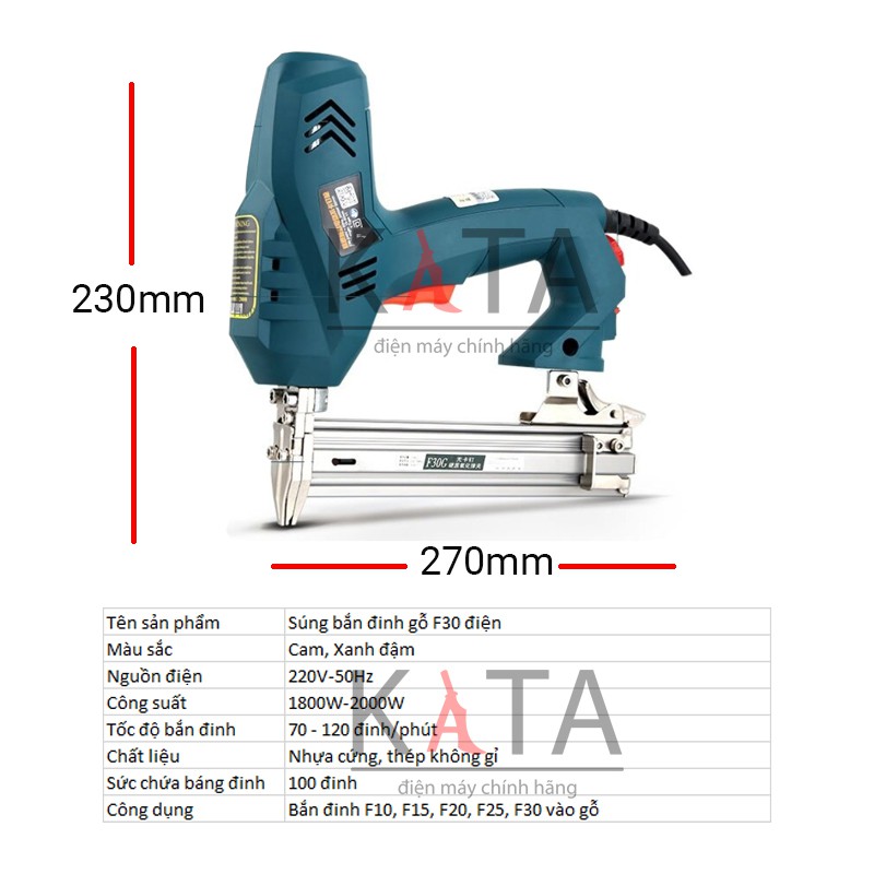 Súng bắn đinh điện F30 (hàng công ty) sử dụng điện 220V chuyên dành cho thợ mộc di chuyển liên tục SBD01