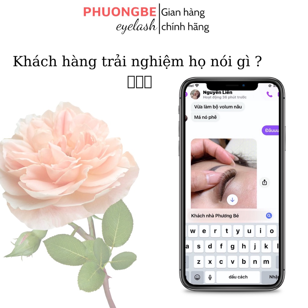 Mi khay nâu tây độ cong C CC D LD nối thiết kế thương hiệu Phương Bé Eyelash cao cấp