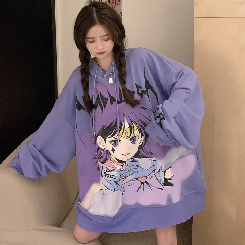 Áo Thun Tay Dài Dáng Rộng Rãi Hoạ Tiết In Hình Anime Nhật Bản Cá Tính | BigBuy360 - bigbuy360.vn