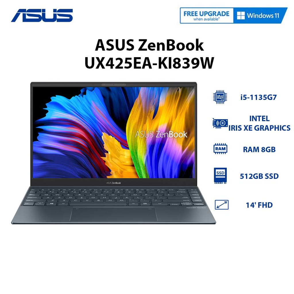 [ELGAME20 giảm 10%]Laptop ASUS ZenBook UX425EA-KI839W (i5-1135G7 | 8GB | 512GB | 14' FHD)