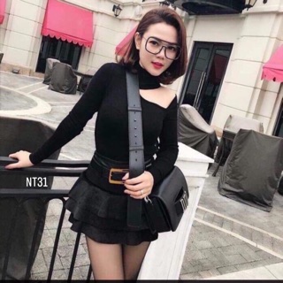 Chân váy nhung tầng hot hit kèm đai
