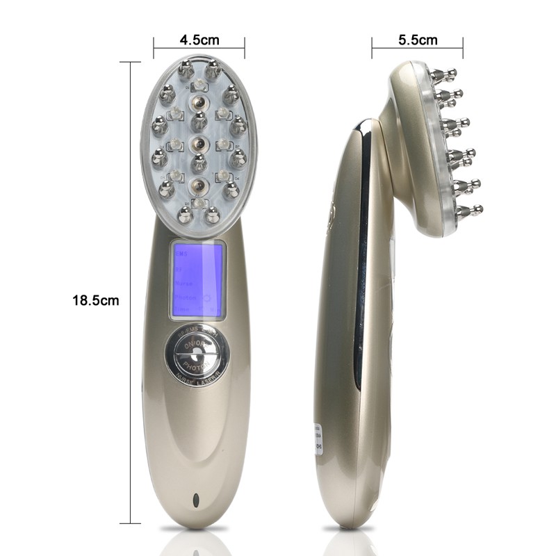 Lược Massage Kích Thích Mọc Tóc Bằng Tia Laser Hồng Ngoại RF Ánh Sáng Đỏ EMS Chống Rụng Tóc