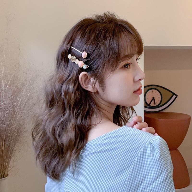 SET 2 kẹp tóc ngọc trai nhân tạo đá trong siêu xinh mã PK-027
