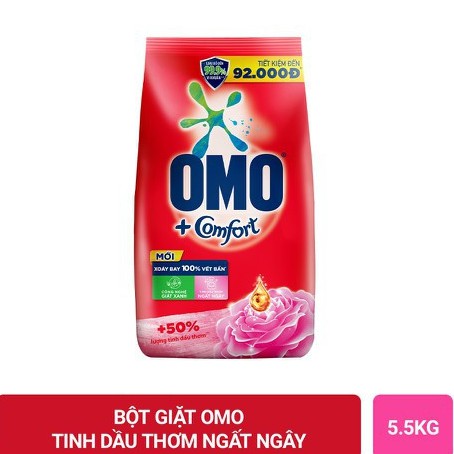 Bột Giặt Omo Comfort 5,5Kg- Hương Tinh Dầu Thơm Ngất Ngây