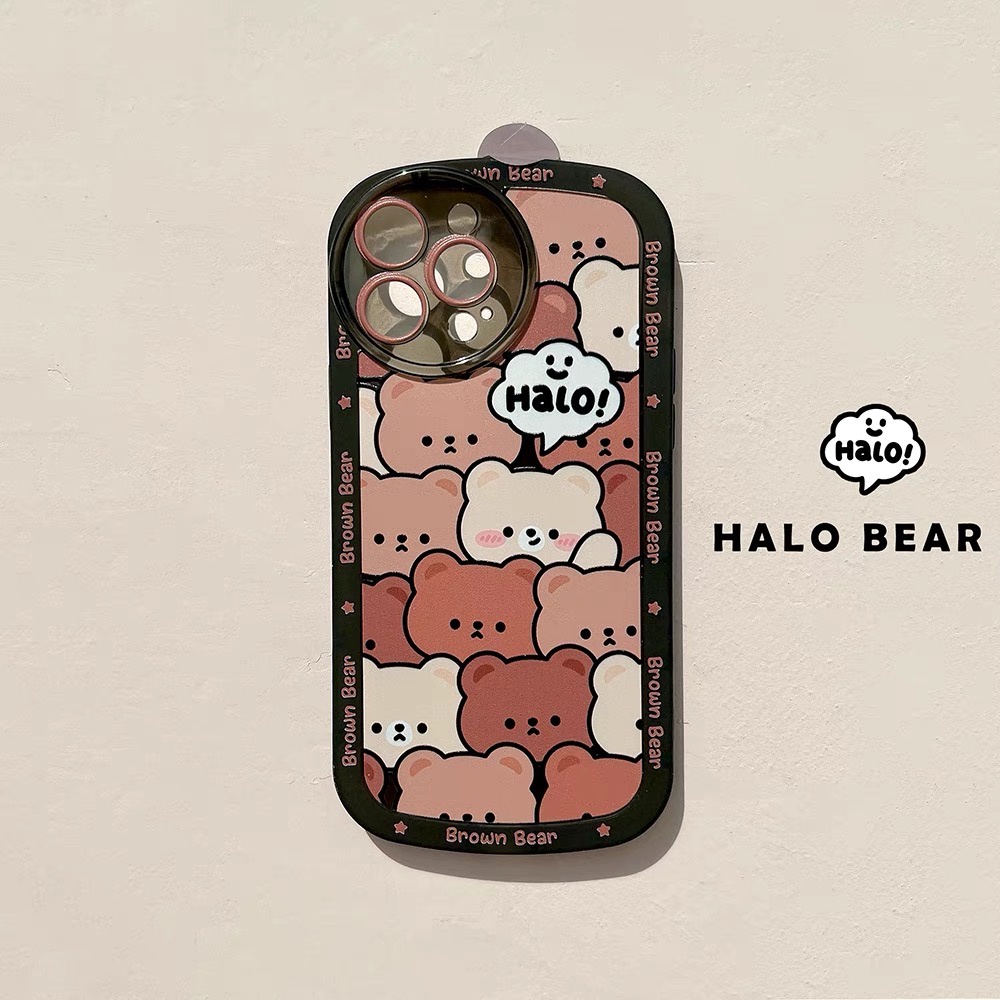 Ốp lưng cho iphone - Ốp in hình gấu cute, viền đen ko lo ố màu