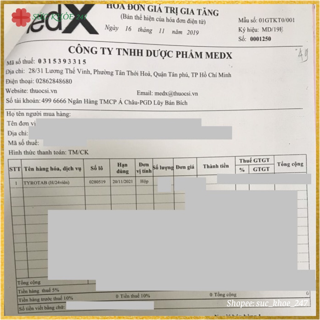 Tyrotad - Viên Ngậm Sát Trùng Họng Tyrotab Hộp 10 Vỉ x 8 Viên