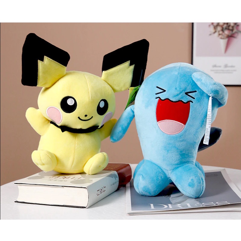 COMBO 2 GẤU BÔNG POKEMON (CHUỘT PICHU 25CM + WOBBUFFET VUI NHỘN 25CM) GB397