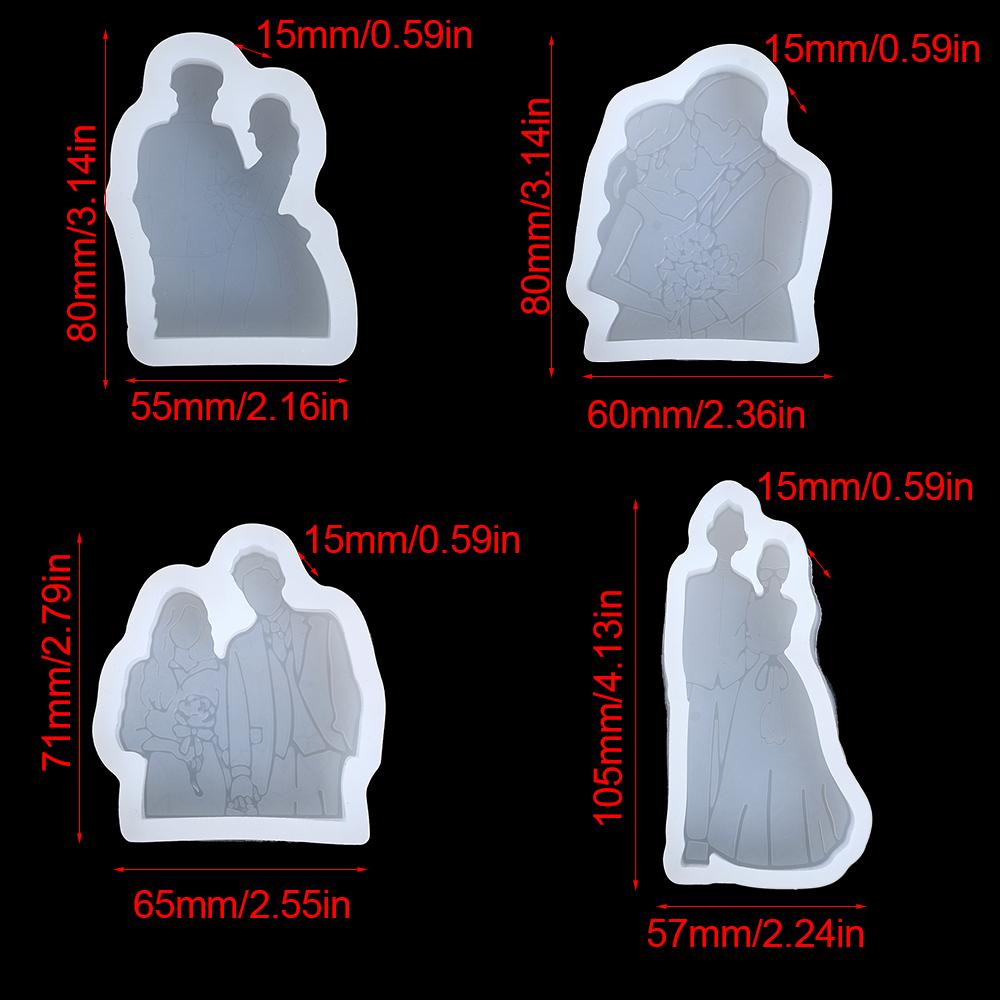 JANE Khuôn Silicone Làm Đế Lót Ly Hình Cô Dâu Chú Rể Nghệ Thuật DIY
