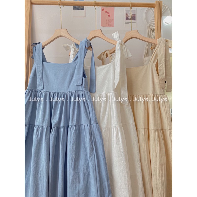 Váy hai dây bản to dáng babydoll buộc vai