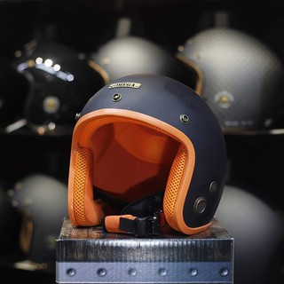 Nón bảo hiểm OMEGA chính hãng 3/4 bảo hành 12 tháng - Đen viền cam