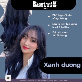Thuốc nhuộm tóc XANH DƯƠNG tặng kèm oxi trợ nhuộm, găng tay, mũ trùm tiện lợi | Burning Hair