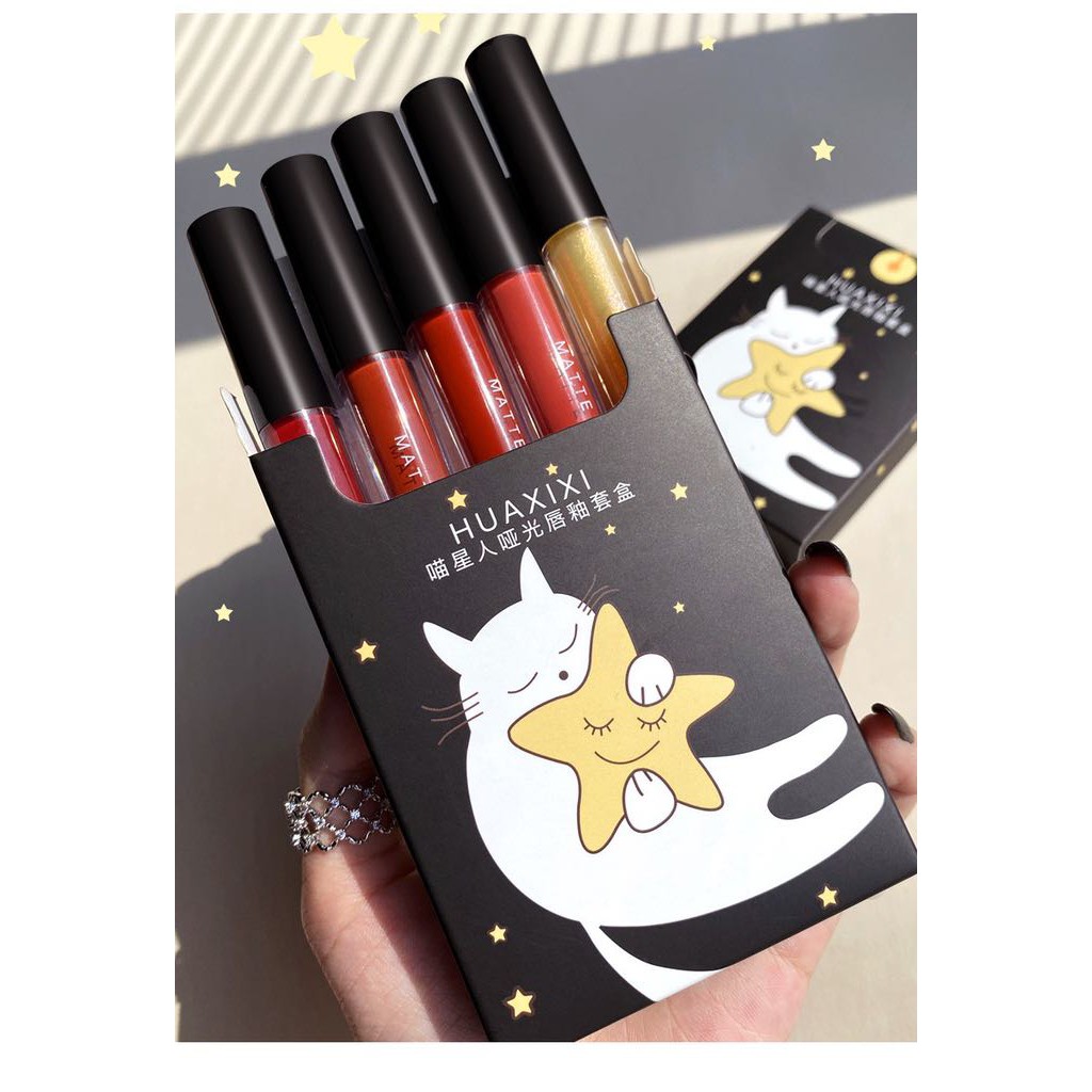 Set 5 son Huaxixi kèm son bóng dưỡng môi mẫu mới PVN192
